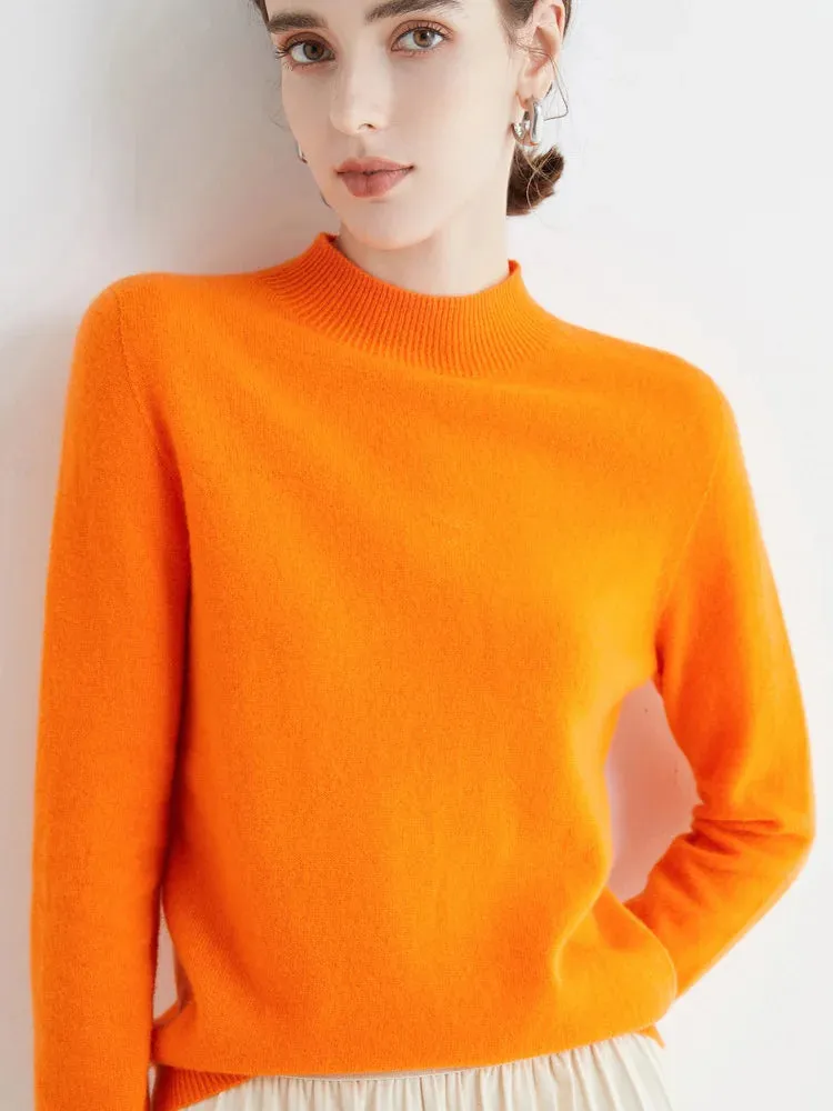 100% Merino Wool Cashmere Sweater Women Knitted Sweater Turtleneck Long Sleeve Pullovers Autumn Winter Clothing Warm Jumper Tops