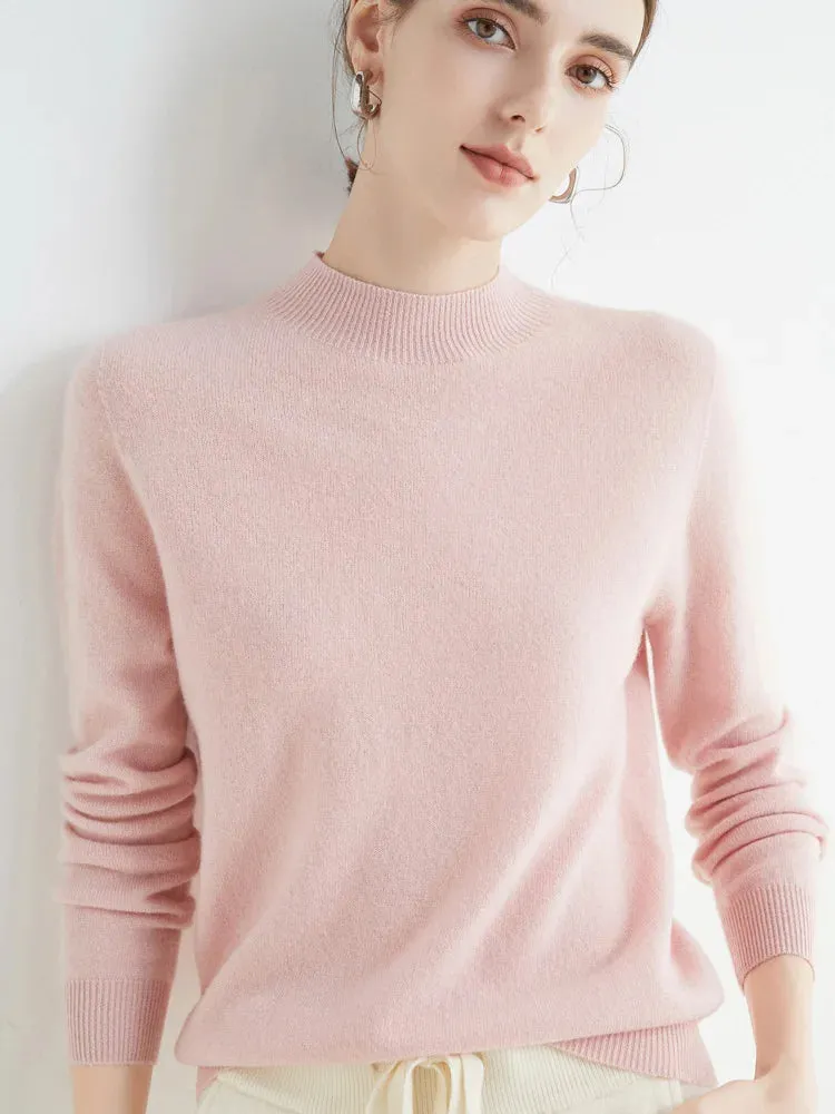 100% Merino Wool Cashmere Sweater Women Knitted Sweater Turtleneck Long Sleeve Pullovers Autumn Winter Clothing Warm Jumper Tops