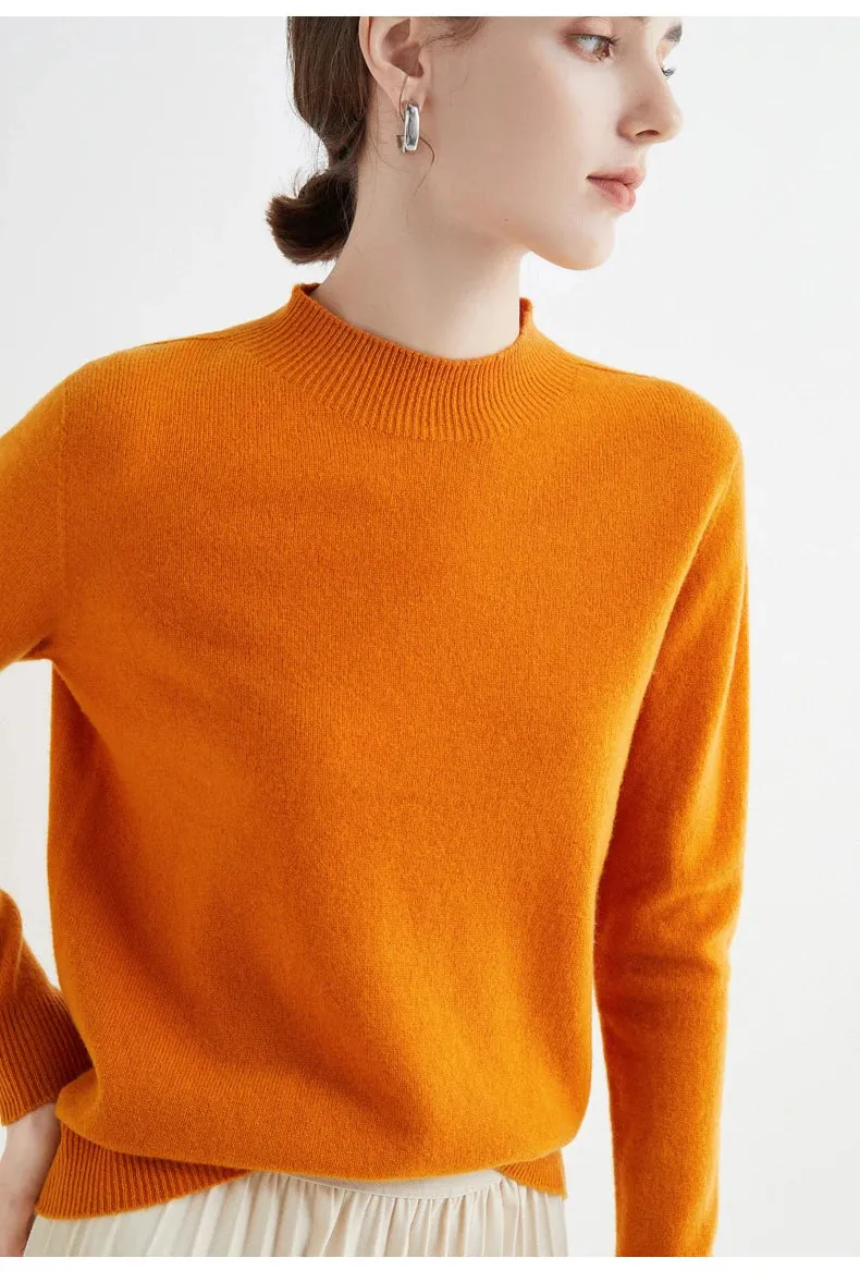 100% Merino Wool Cashmere Sweater Women Knitted Sweater Turtleneck Long Sleeve Pullovers Autumn Winter Clothing Warm Jumper Tops