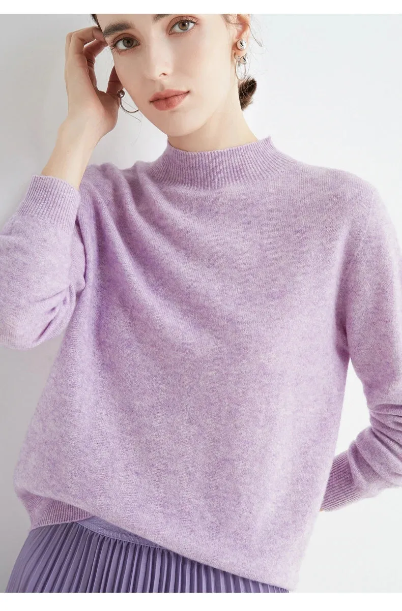 100% Merino Wool Cashmere Sweater Women Knitted Sweater Turtleneck Long Sleeve Pullovers Autumn Winter Clothing Warm Jumper Tops