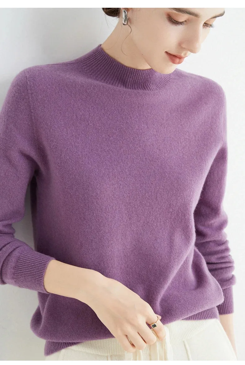 100% Merino Wool Cashmere Sweater Women Knitted Sweater Turtleneck Long Sleeve Pullovers Autumn Winter Clothing Warm Jumper Tops