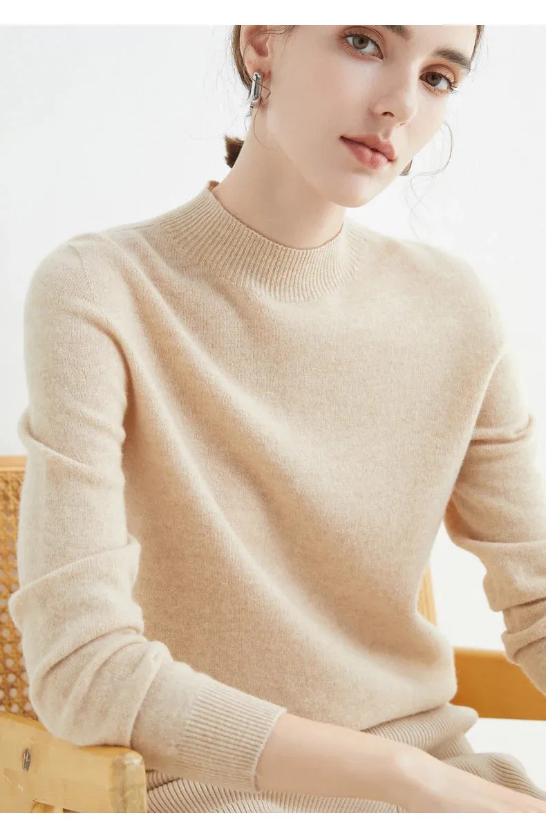 100% Merino Wool Cashmere Sweater Women Knitted Sweater Turtleneck Long Sleeve Pullovers Autumn Winter Clothing Warm Jumper Tops