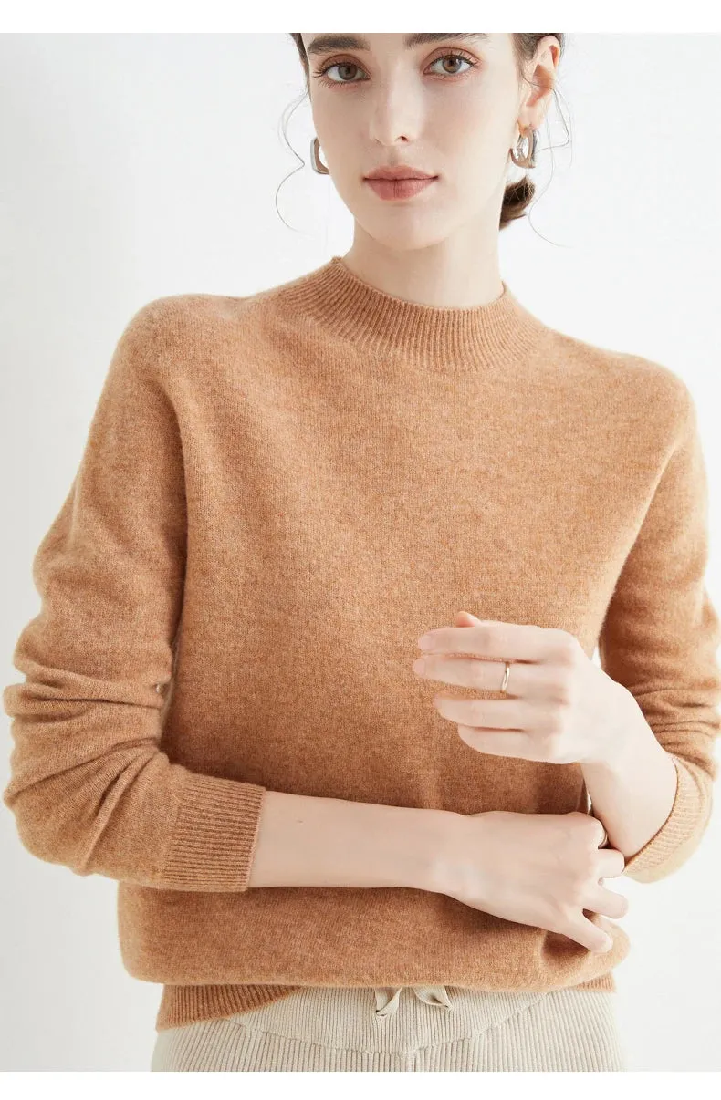 100% Merino Wool Cashmere Sweater Women Knitted Sweater Turtleneck Long Sleeve Pullovers Autumn Winter Clothing Warm Jumper Tops