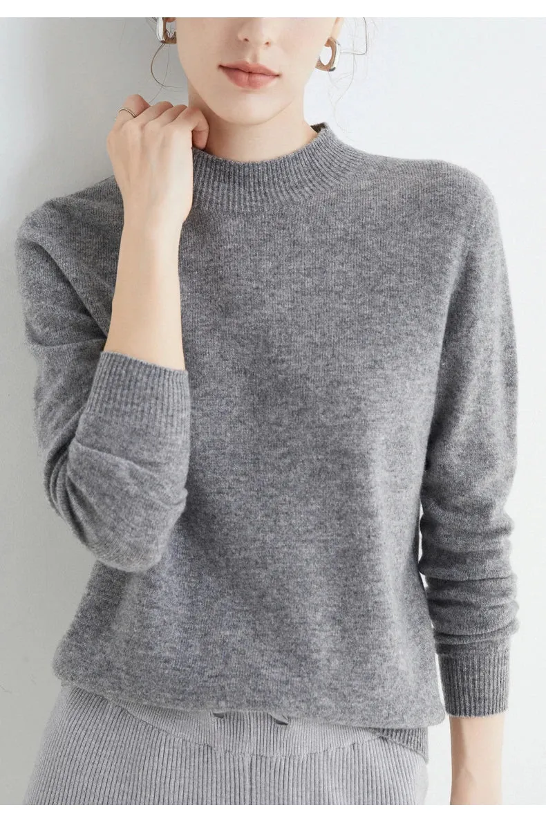 100% Merino Wool Cashmere Sweater Women Knitted Sweater Turtleneck Long Sleeve Pullovers Autumn Winter Clothing Warm Jumper Tops