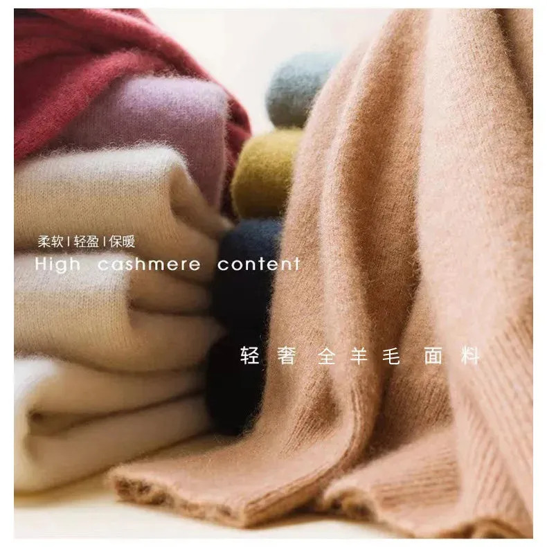 100% Merino Wool Cashmere Sweater Women Knitted Sweater Turtleneck Long Sleeve Pullovers Autumn Winter Clothing Warm Jumper Tops