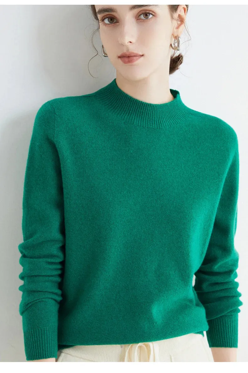 100% Merino Wool Cashmere Sweater Women Knitted Sweater Turtleneck Long Sleeve Pullovers Autumn Winter Clothing Warm Jumper Tops