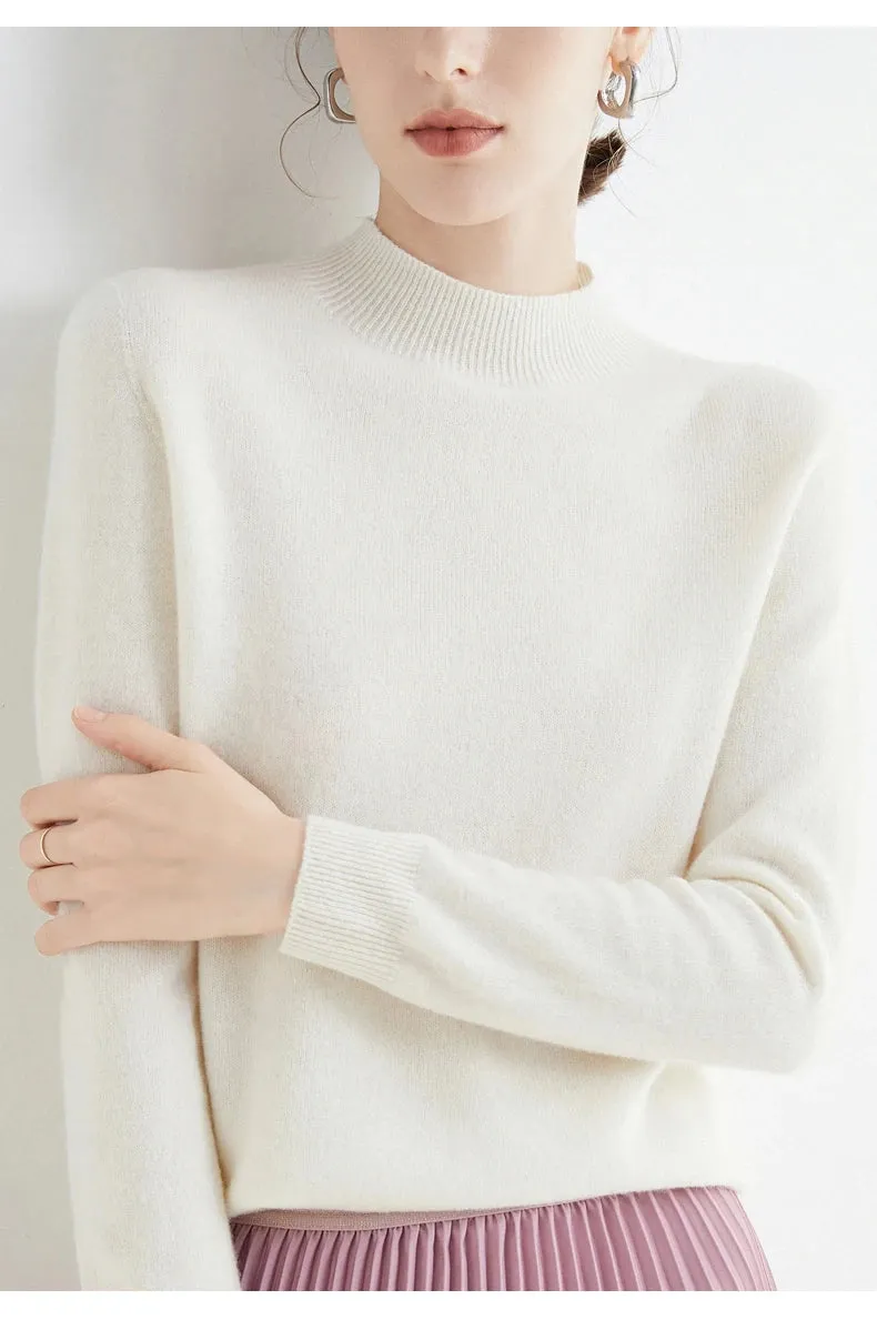 100% Merino Wool Cashmere Sweater Women Knitted Sweater Turtleneck Long Sleeve Pullovers Autumn Winter Clothing Warm Jumper Tops