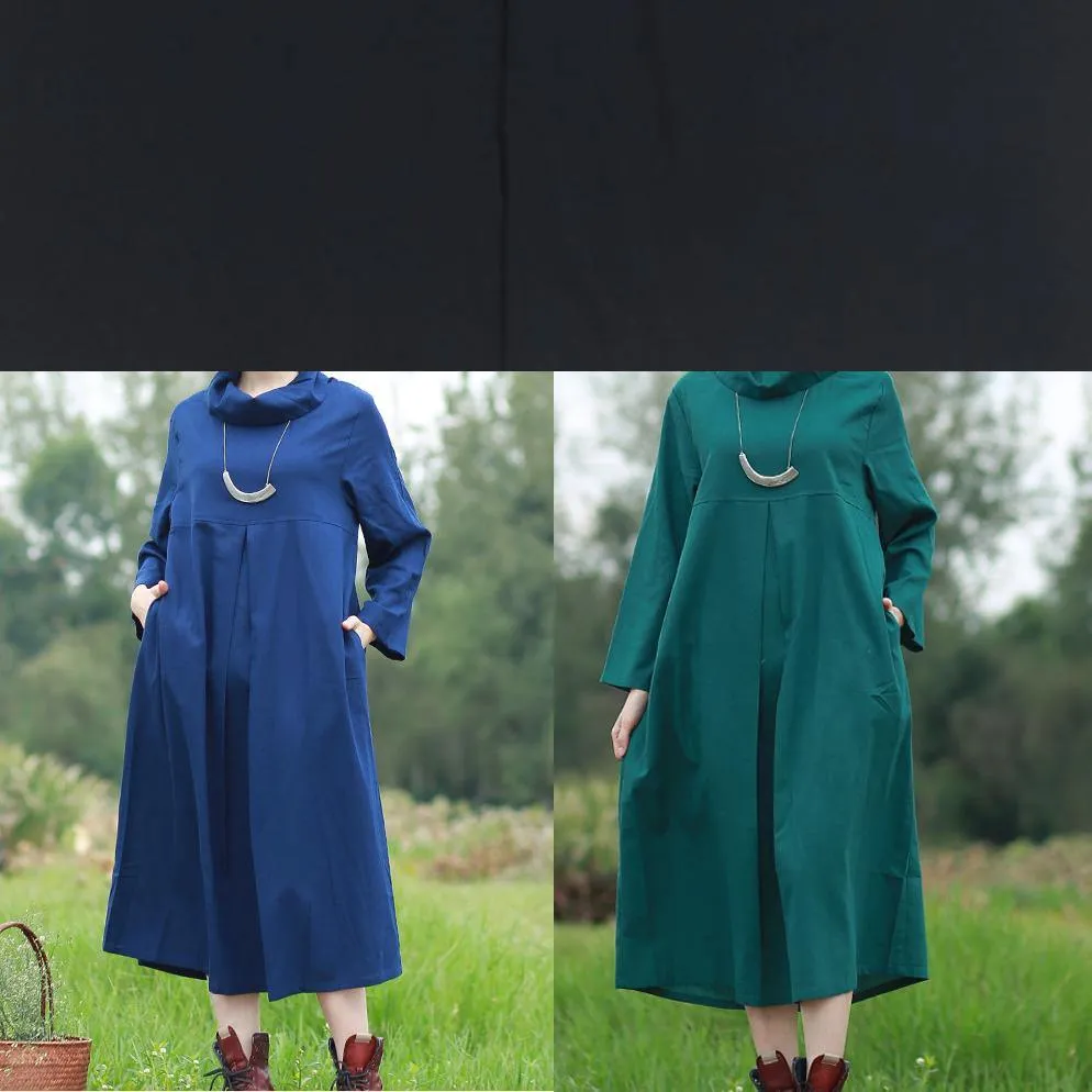 100% Patchwork Spring Dresses Tutorials Navy Loose Dress