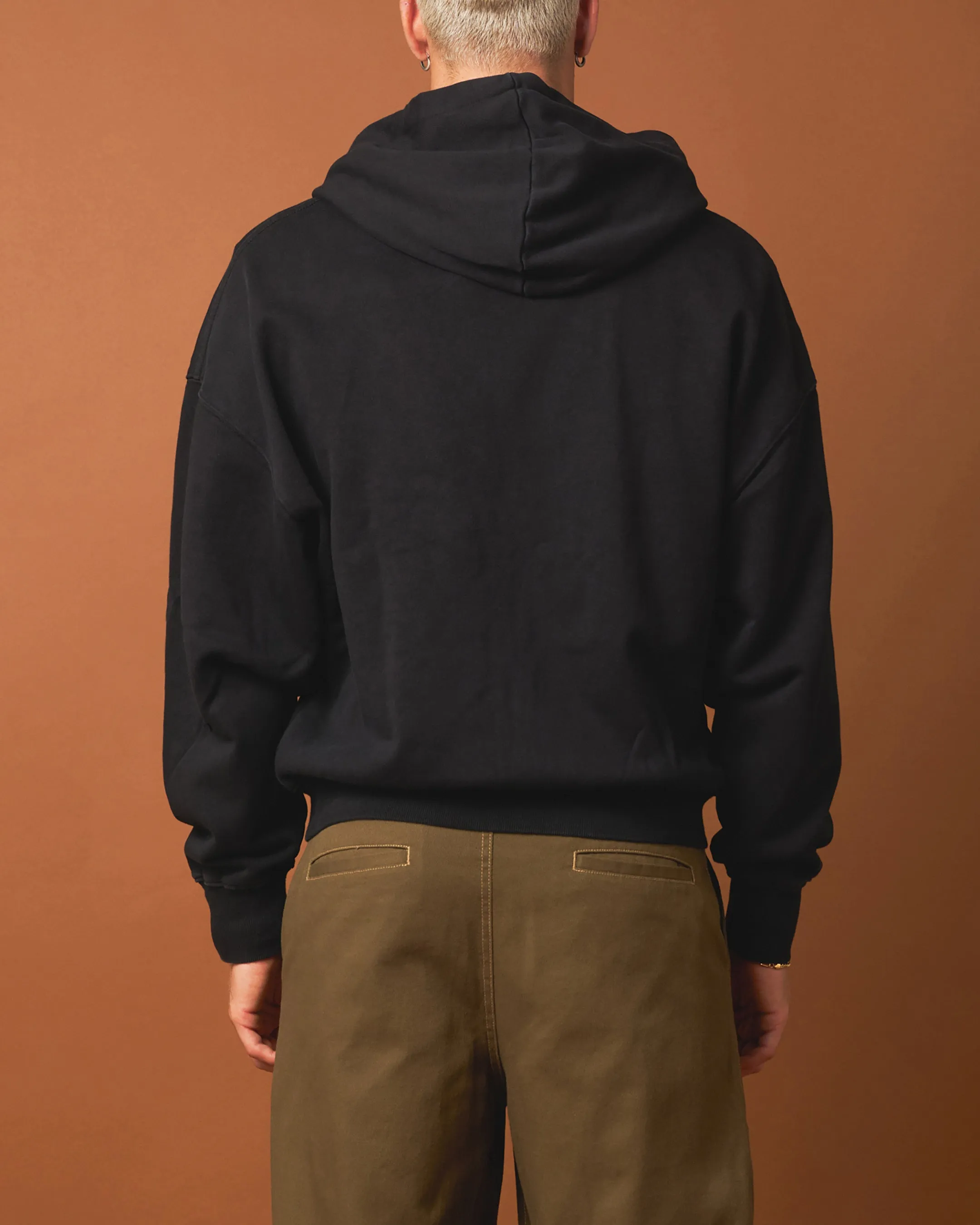 404 Bottom Zip Form Hoodie Black