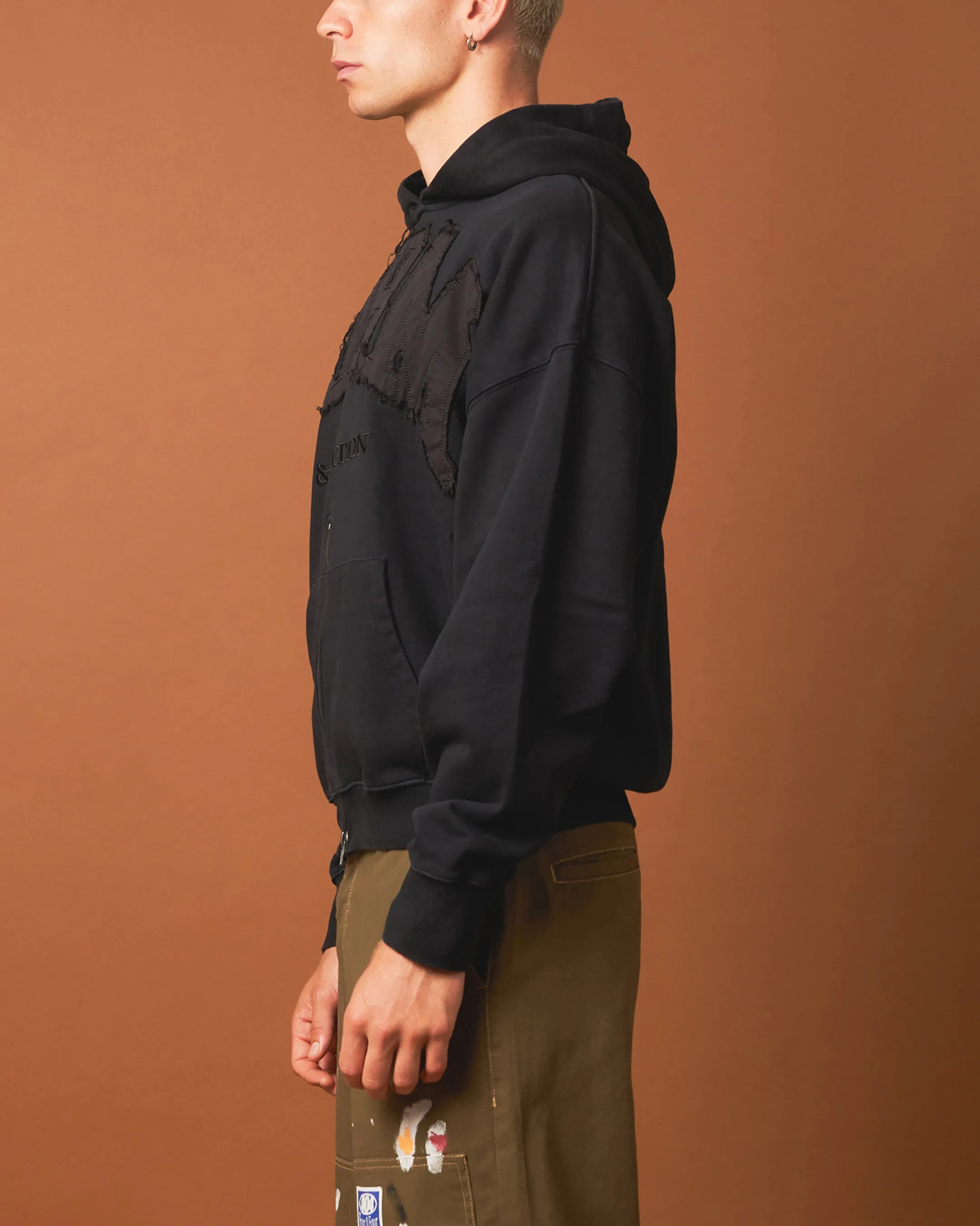 404 Bottom Zip Form Hoodie Black