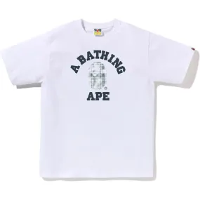 BAPE College Logo Plaid Tee White/Blue