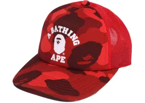 BAPE Color Camo College Mesh Cap Red