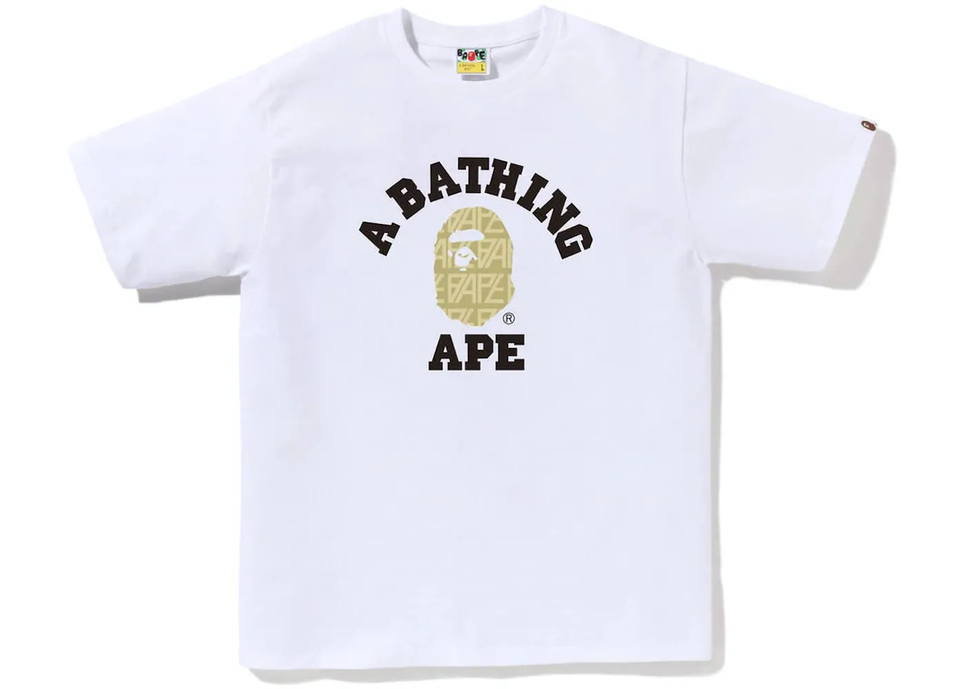 BAPE Logo Monogram College Tee White Beige