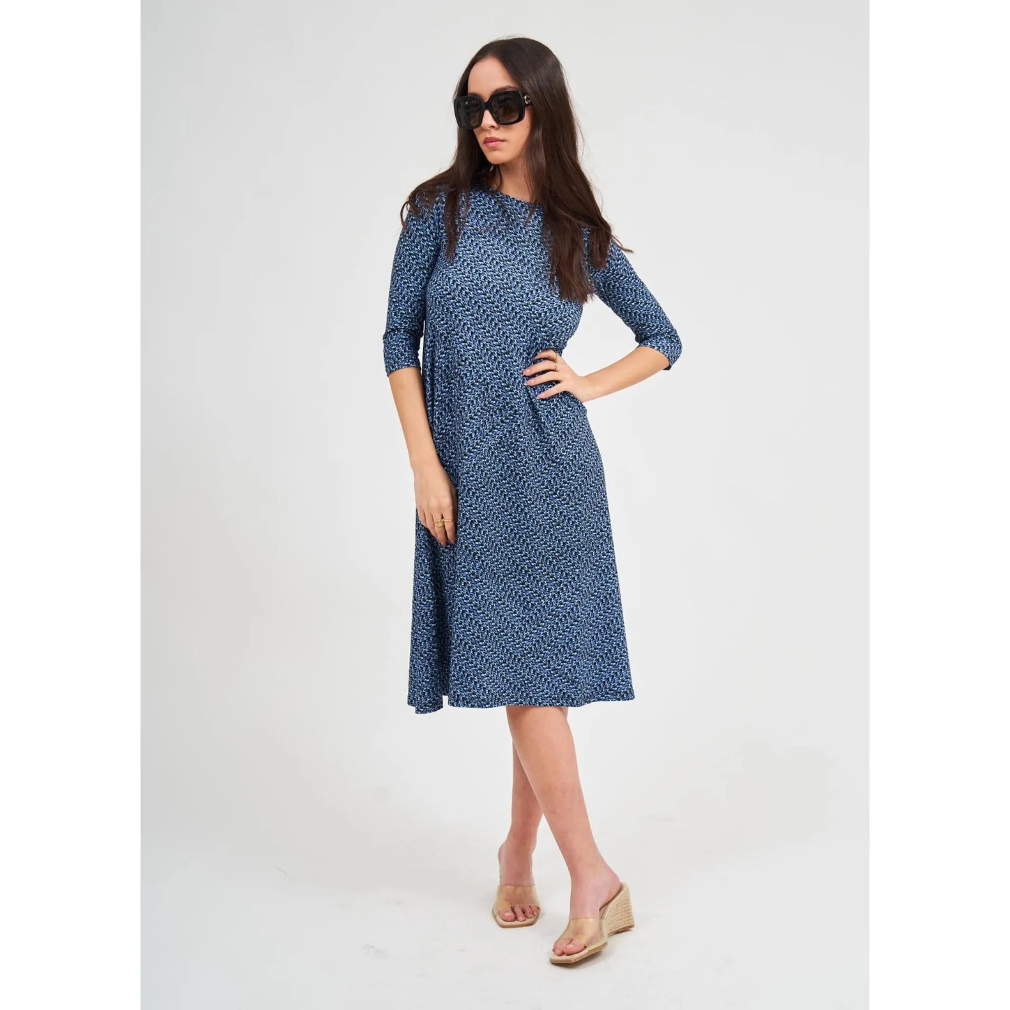 Blue Print Swing Dress by DF