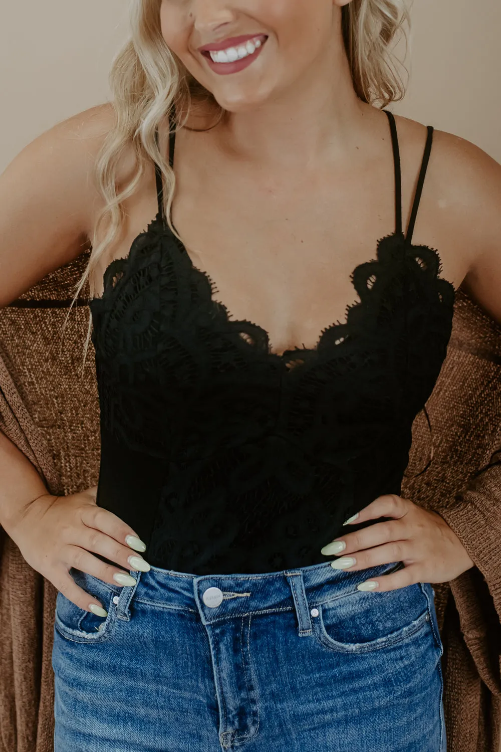 Boho Dreams Lace Bodysuit, Black