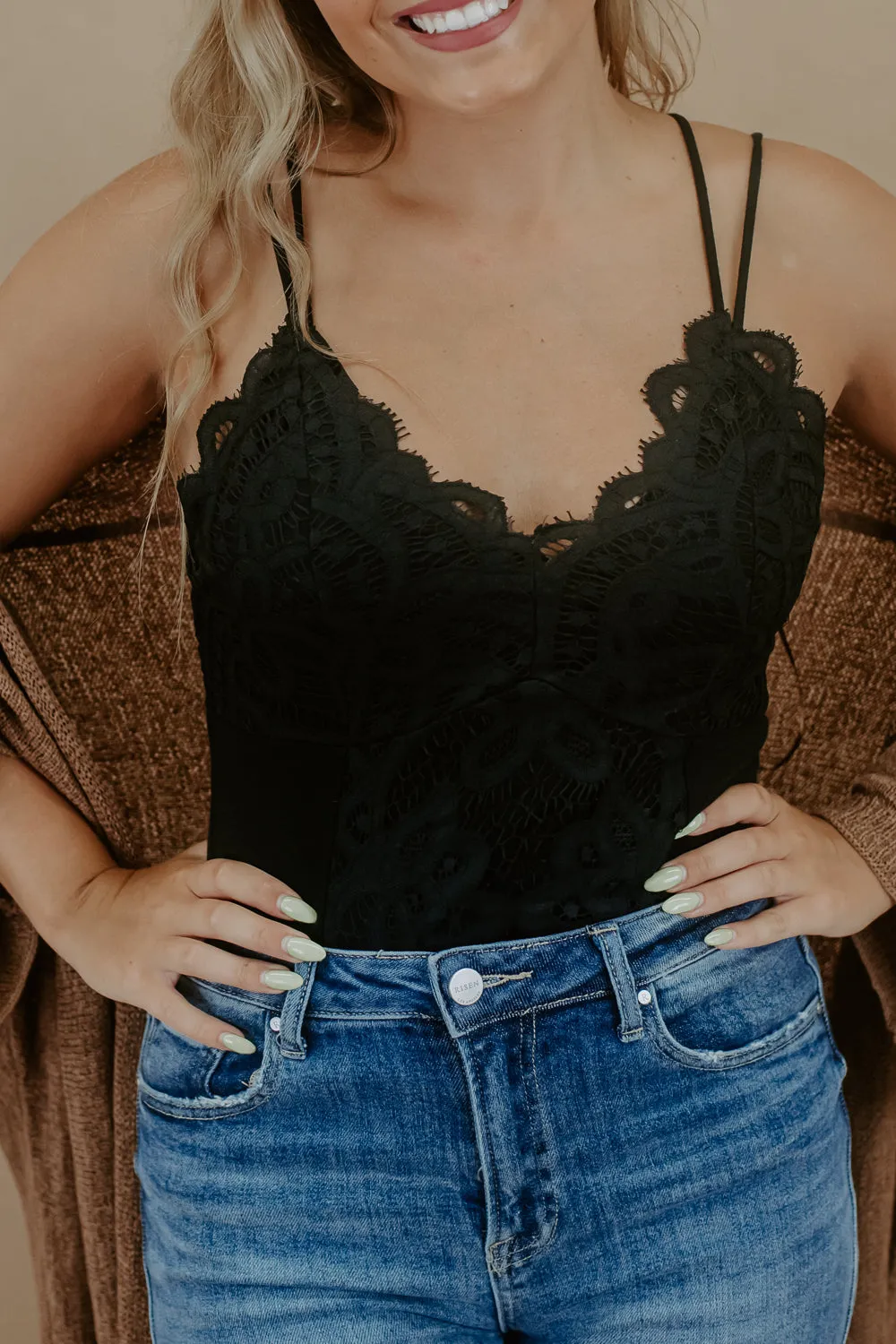 Boho Dreams Lace Bodysuit, Black