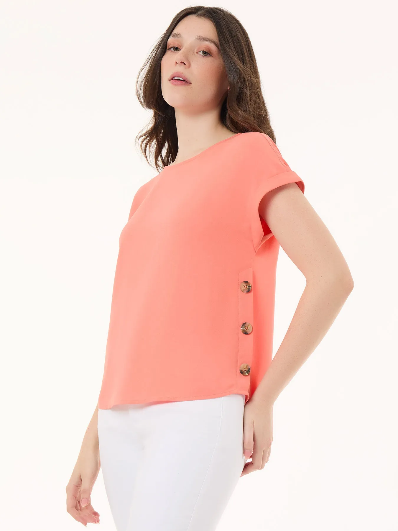 Button Detail Blouse, Jasper Crepe