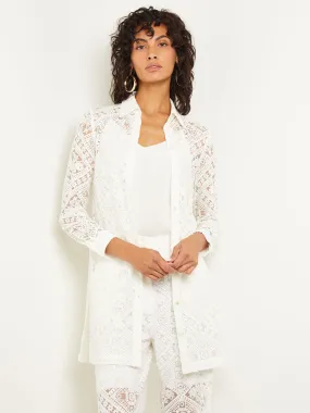 Button-Front Jacket - Cuff Sleeve Lace