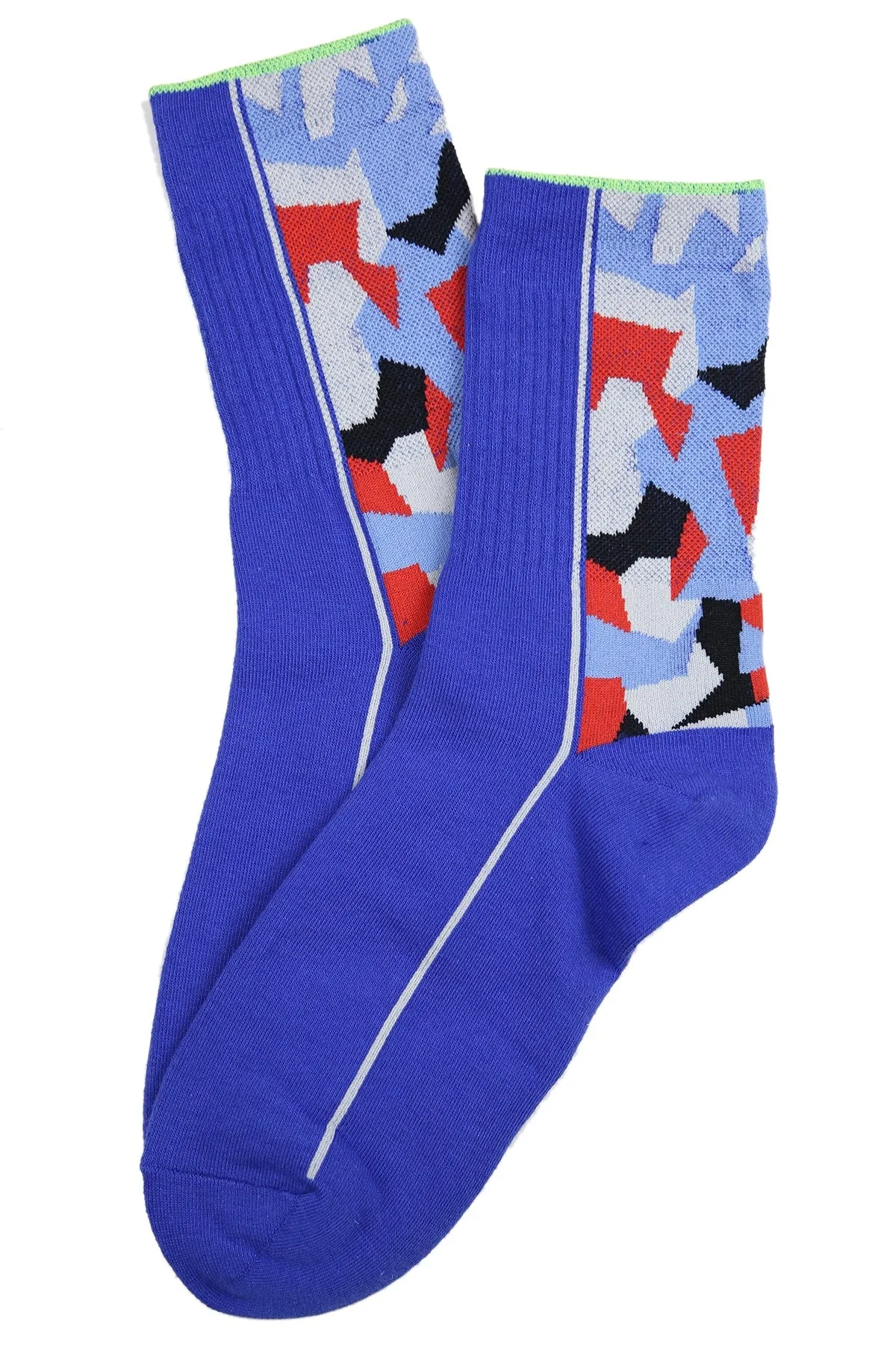 Camo Heel Cotton Socks Blue