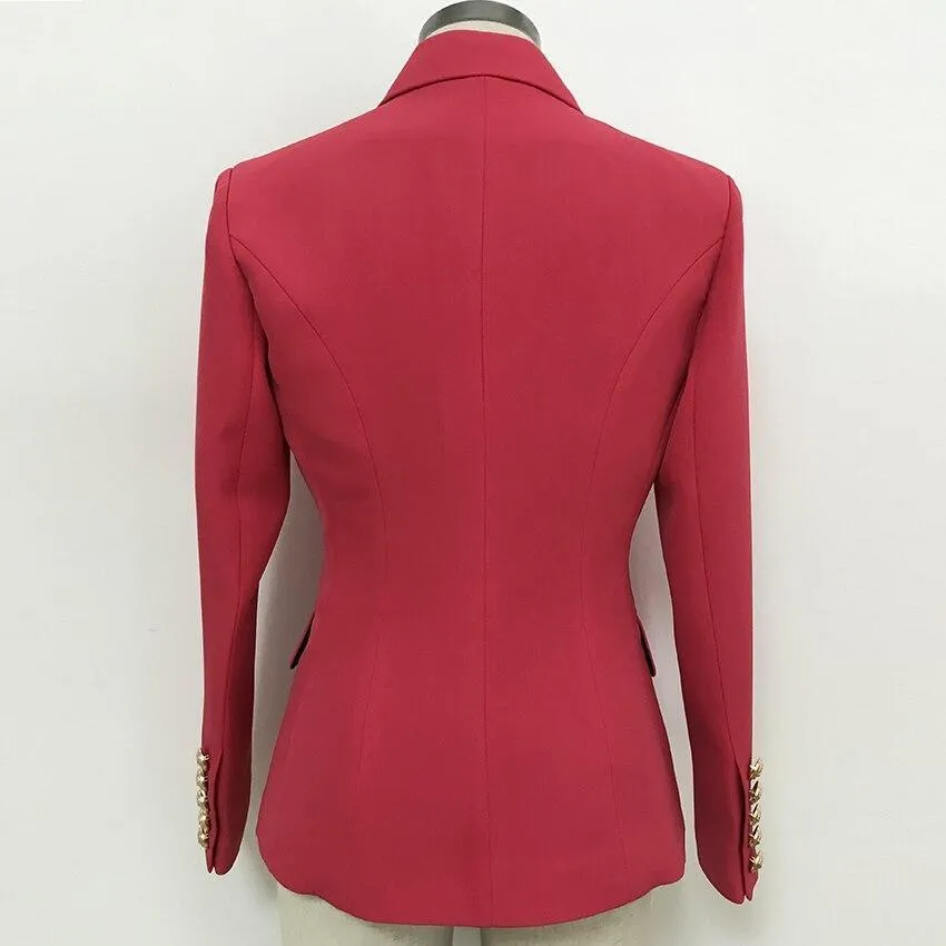 Coral Red Blazer Women - Casual - Plain-Solid