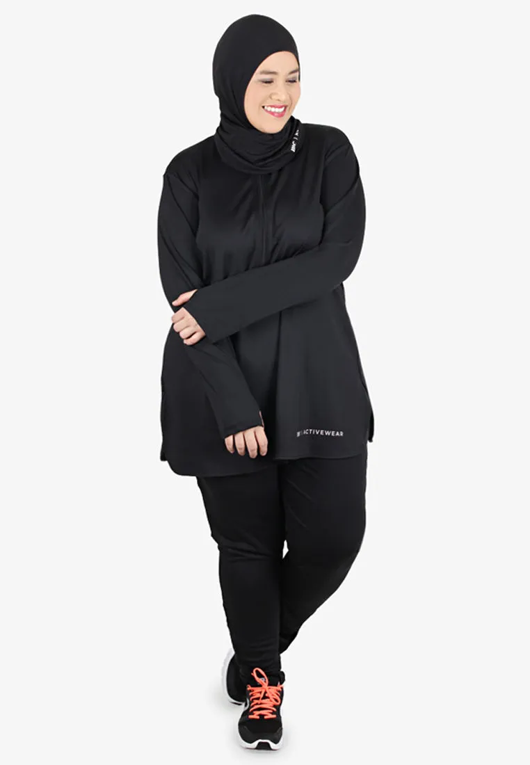 Eagle Turtleneck Active Wear Top - Black