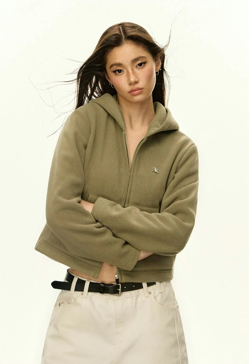 Fleece-Lined Zip-Up Hoodie Jacket