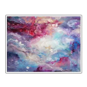 Framed horizontal pink & purple abstract wall art print