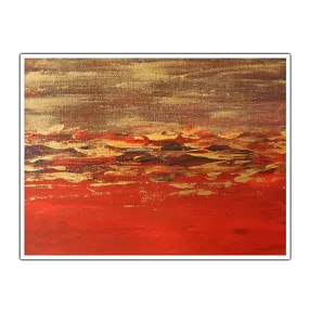 Framed horizontal red & gold abstract wall art print