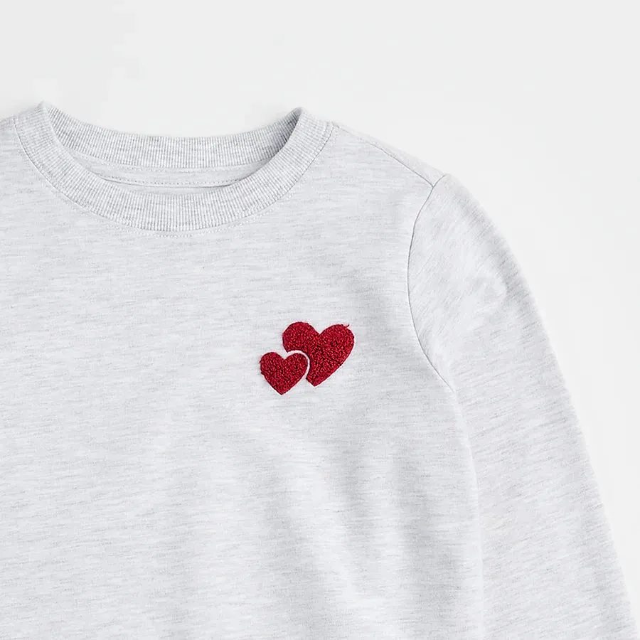 Heart to Heart Heather Grey Fleece Sweatshirt