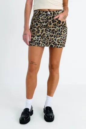 Leopard Denim Mini Skirt