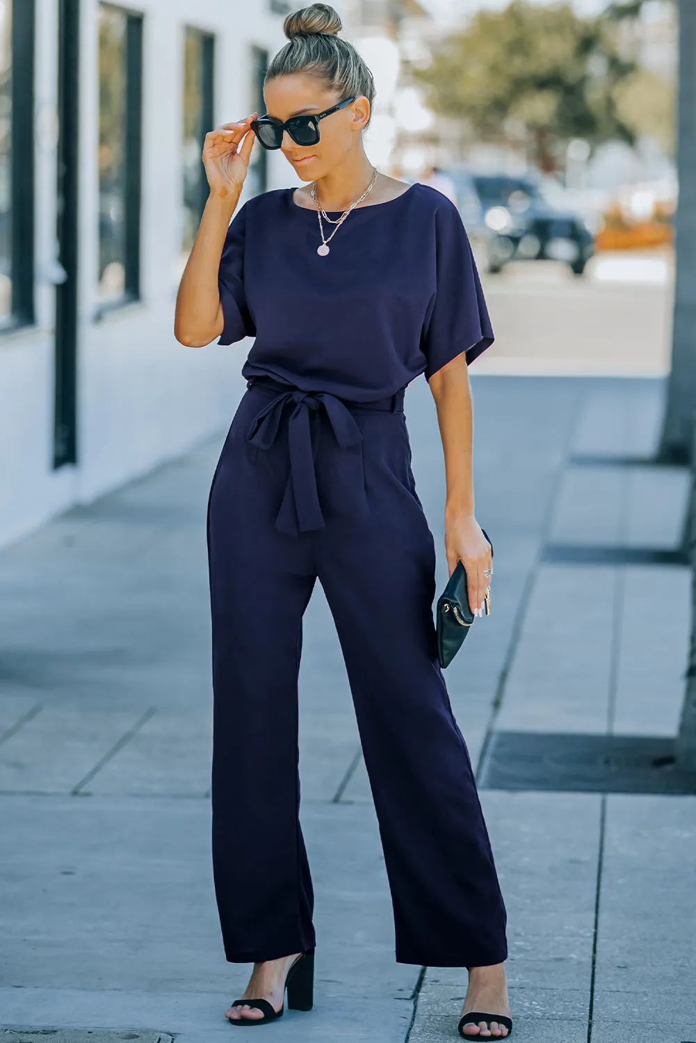 Oh So Glam Belted Wide Leg Jumpsuit