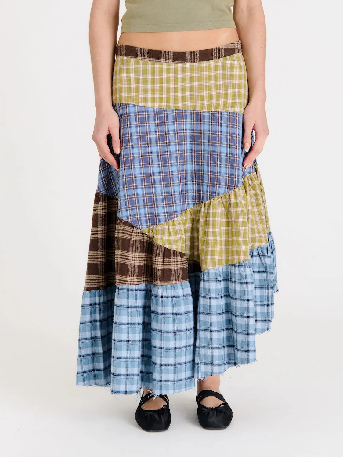 Pain Tartan Patchwork Maxi Skirt