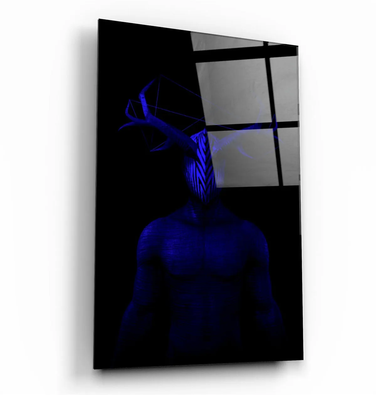 ・"Abstract Masked Man V11"・Glass Wall Art