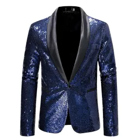 Shiny Gold Sequin Glitter Embellished Jacket Men's Nightclub Prom Suit Coats Homme Stage Clothes For singers blazers