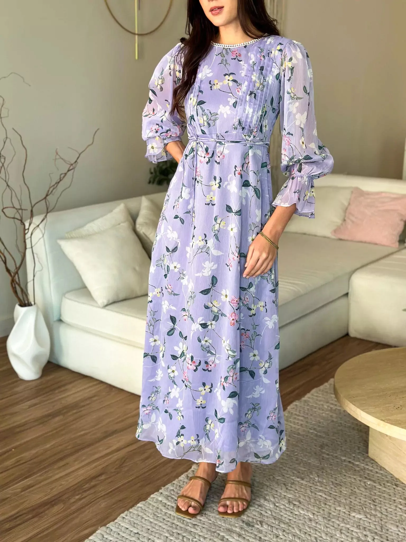 Sisli Lilac Floral Dress