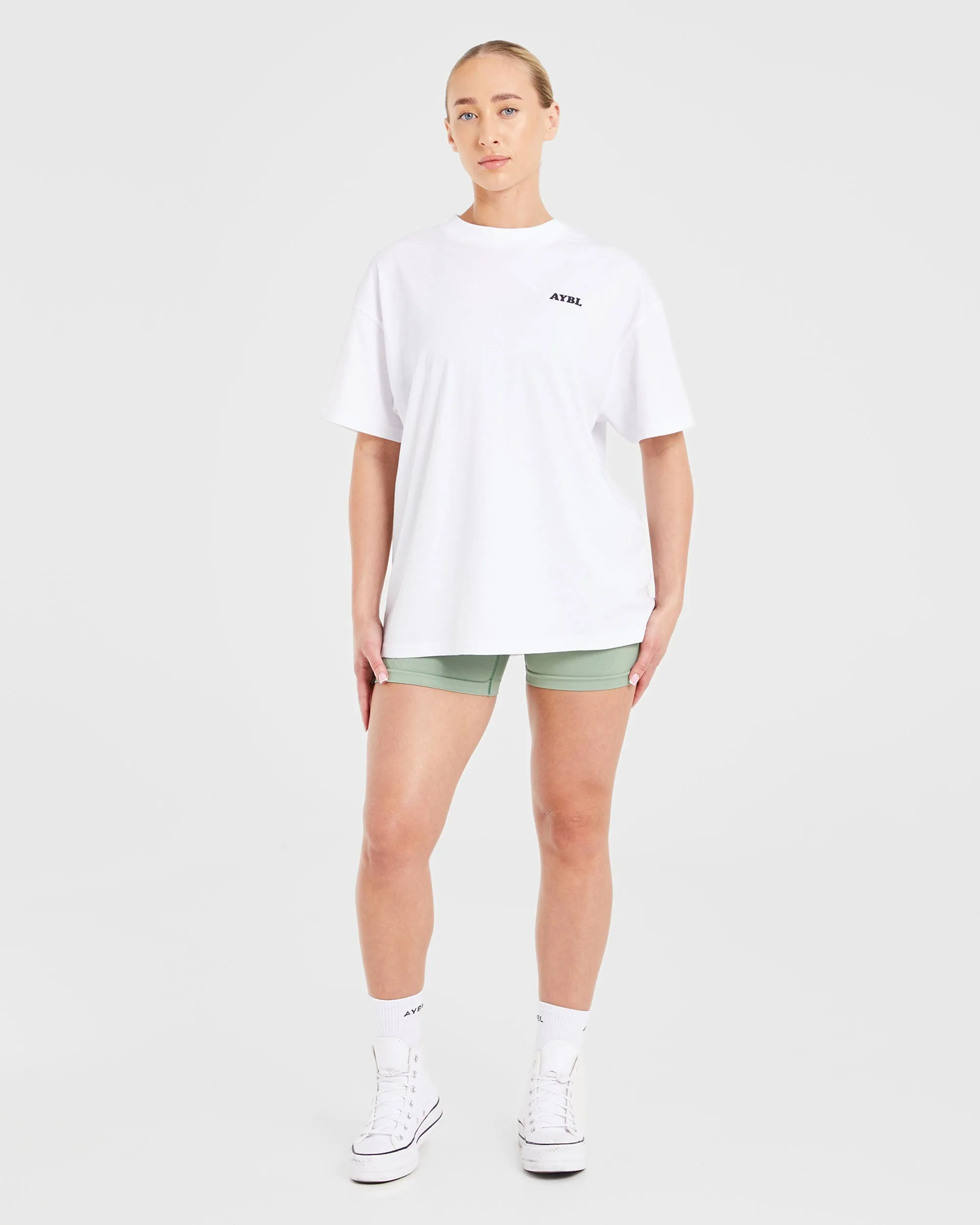 Sports Club Wavy Oversized T Shirt - White