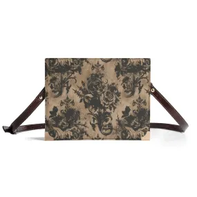 Vampire Art Dark Academia Book Cover Crossbody Bag - Grunge and Roses Brocade