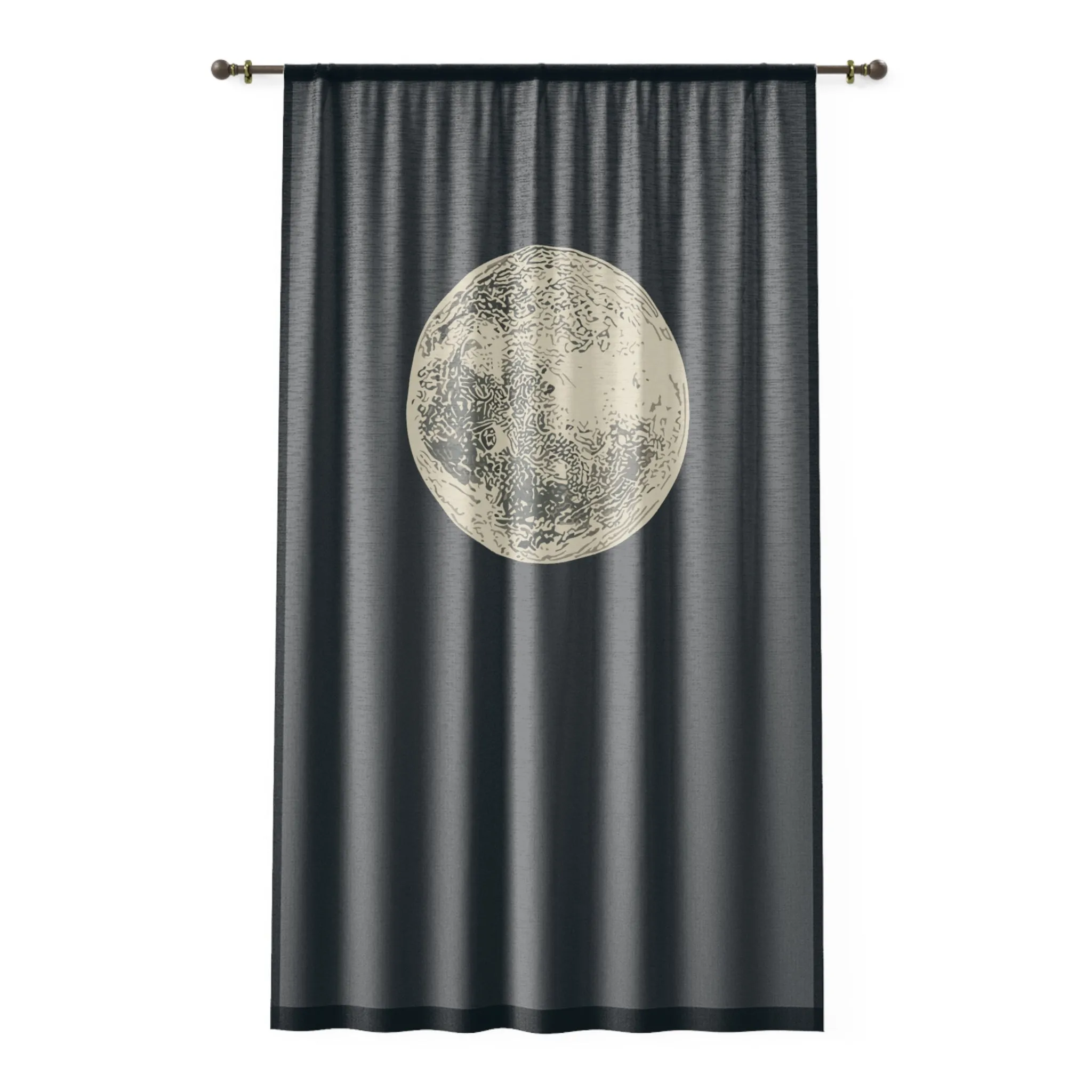 Vampire Art Grunge Goth Black Night Sky with Moon Sheer Window Curtain