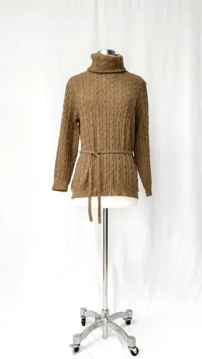 Vintage 70’s Jaeger Brown Lambswool Knit Belted Top (M)